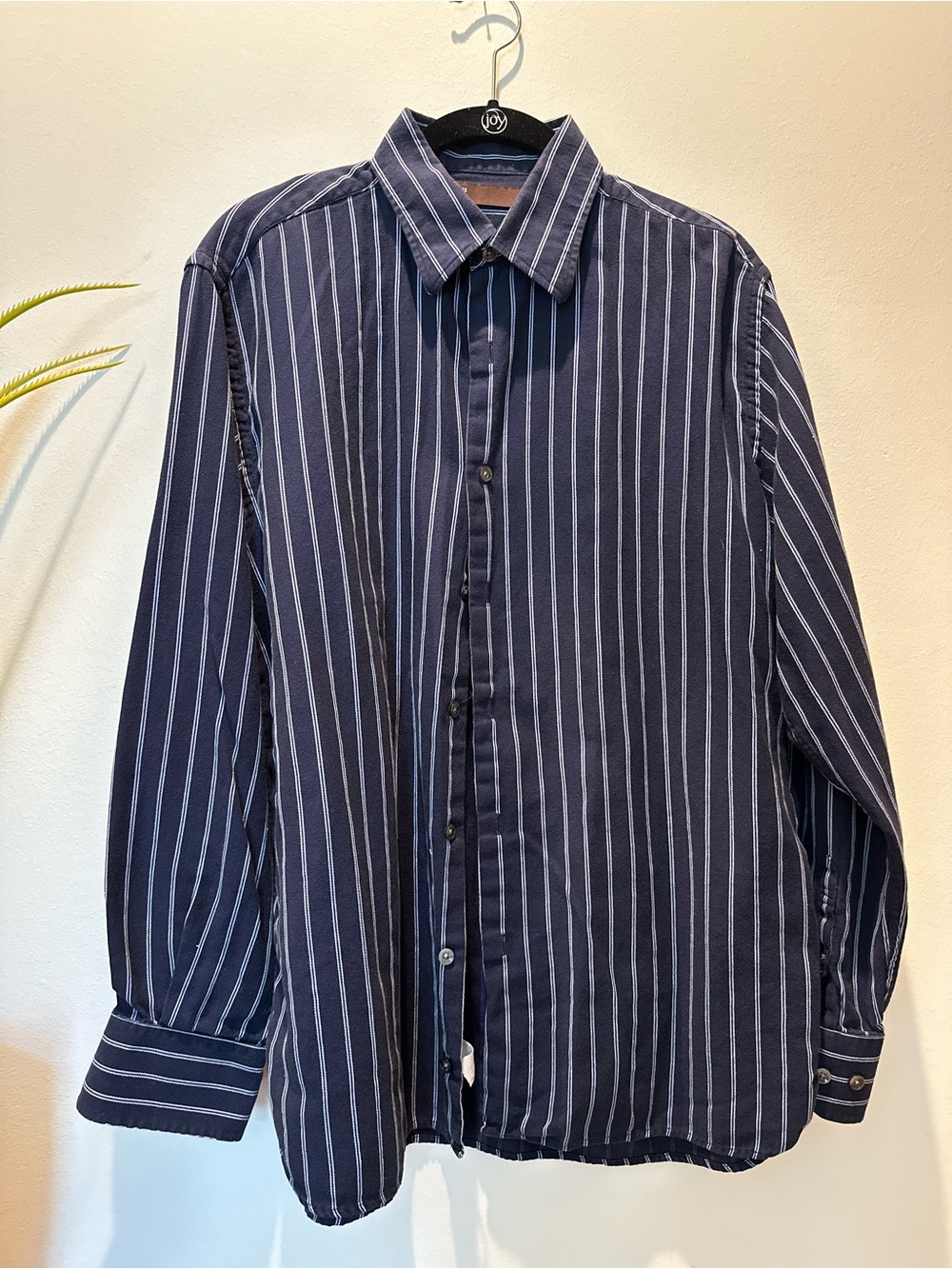 Perry Ellis Navy Striped Dress Shirt